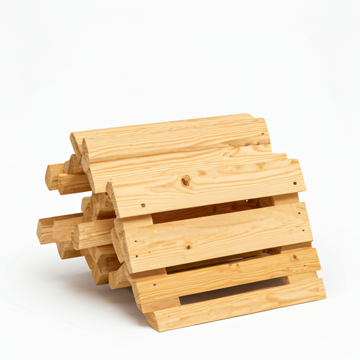 A uniquely shaped wooden pallet designed for a specific industrial application.